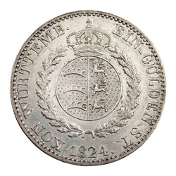 Württemberg, Königreich - Wilhelm I. Gulden 1824 AKS.79. Sehr ...