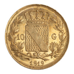 Baden-Durlach - Ludwig (1818-1830), 10 Gulden 1819 Mannheim, vz-stgl. ...