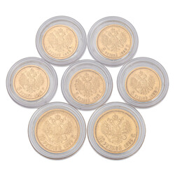 Russisches Zarenreich 7-teiliges Konvolut in Gold - bestehend aus 2 x ...