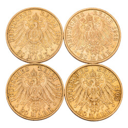 Dt. Kaiserreich Preussen/GOLD - Wilhelm II. 20 Mark 1901 (2x), 1908, ...