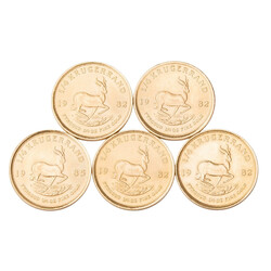 South Africa /GOLDlot - 5 x 1/4 ounce Krugerrand including 1982 (x4) ...