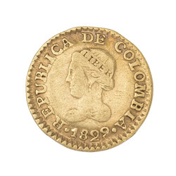 Colombia /GOLD - Republic (1819-1831) 1 Peso 1829. Bogota, good VF, ...