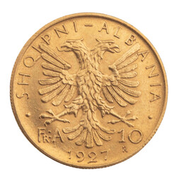  Albania, Zogu I. 10 Franga'ar 1927-R (Rome), approx. 3.23 g (.900 ...