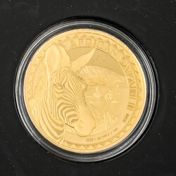 African Safari II. 1-Ounce Gold Zebra 2022 Proof. Republic of Chad 5 ...