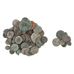 Ancient coin collection consisting mainly of bronze coins, including ...