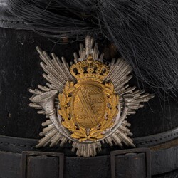 Tschako für Jäger, Königreich Sachsen, Rosshaarbusch, Filzkorpus ...