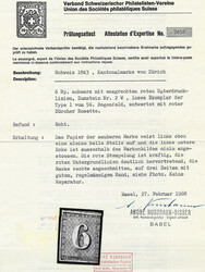 Type 1, 56. Marke mit roter Zürcher Rosette. Rechts leicht ...
