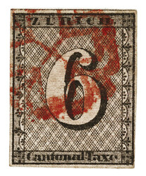 2W, Type II, 92. Marke mit roter Rosette. Vollrandige, sehr gut ...