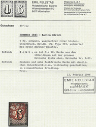 2W, Type III, 98 Marke mit roter Rosette und der seltenen Retouche Nr ...