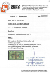 Rosette Nr. 2 auf vollrandiger Doppelgenf. Grosser Riss in rechter ...