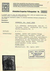 Rote Rosette Nr. 4 auf berührter Marke mit leicht dünnen Stellen. ...