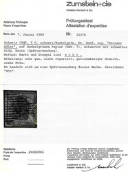 Stempelseltenheit: schwarze 15-linige eidgenössische Raute von Genf. ...
