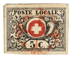 83.Marke. Rote Rosette Nr.3 auf breitrandiger, guter Marke. FA ...