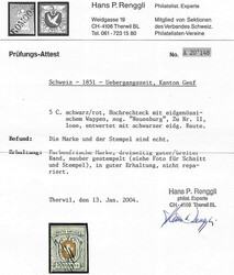 Schwarze Raute auf links beschnittener, nicht reparierter Marke. FA ...