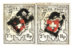 Paar Typen 13/14 mit schwarzen P.P.s aus dem VIII. Postkreis. ...