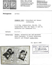 Paar Typen 13/14 mit schwarzen P.P.s aus dem VIII. Postkreis. ...