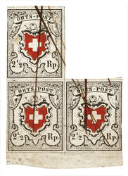 Grosse Durheim-Seltenheit: Dreierstreifen 13II, Typen 29/37/38 mit ...