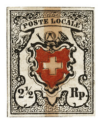 Type 18 in tiefschwarzer Nuance 14Ib mit roter Tintenentwertung. ...