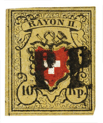 Stein A1U, Type 25 mit schwarzem P.P. des IX. Postkreises (St.Gallen) ...