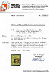 Stein A1U, Type 25 mit schwarzem P.P. des IX. Postkreises (St.Gallen) ...