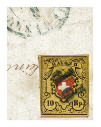 Stein A1U, Type 36 mit graublauem P.P. vom Postkreis IX (St. Gallen) ...