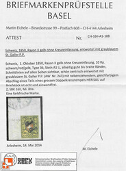Stein A1U, Type 36 mit graublauem P.P. vom Postkreis IX (St. Gallen) ...