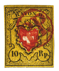 Stein A1U, Type 25 mit Stempelrarität: rotes P.P. im Kreis Nr. 313 ...
