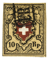 Stein A2RO, Type 3 mit schwarzem FRANCO im Kästchen von Basel und ...