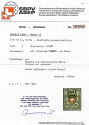 Stein A2RO, Type 3 mit schwarzem FRANCO im Kästchen von Basel und ...
