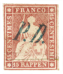 Sehr seltenes und sehr schönes blaues P.D. Nr. 357 von Aarau auf gut ...