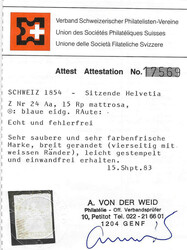 Allseitig weissrandige, sehr gut erhaltene Marke mit sauberer blauer ...