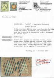 Herrliches Paar mit blauen Rauten von Luzern. Allseitig weissrandig, ...