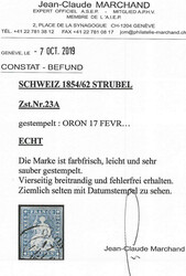 Herrlich weissrandiges Luxusstück mit schwarzem Doppelkreisstempel ...