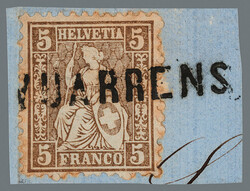 Seltener Balkenstempel Vuarrens (VD), (Gr.43V-147) auf Briefstück ...