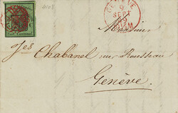 Ortsbrief vom 09.09.49 mit sauberer, roter Rosette Nr. 4 von Genf. ...