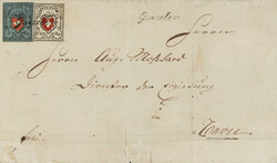Brief mit dem sehr seltenen Schreibschriftstempel Gurzelen Nr. 49-62 ...