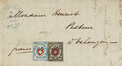 Brief vom 08.08.51 mit blauen P.P.s im Kreis von Malvilliers ...