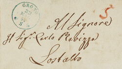 Seltener grünblauer Zierstempel Grono (GR), 22.05.56, (Gr.109-4) auf ...