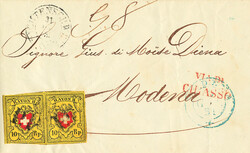 Brief vom 31.05.51 von Richterswil nach I-Modena mit Stein BLO, Paar ...