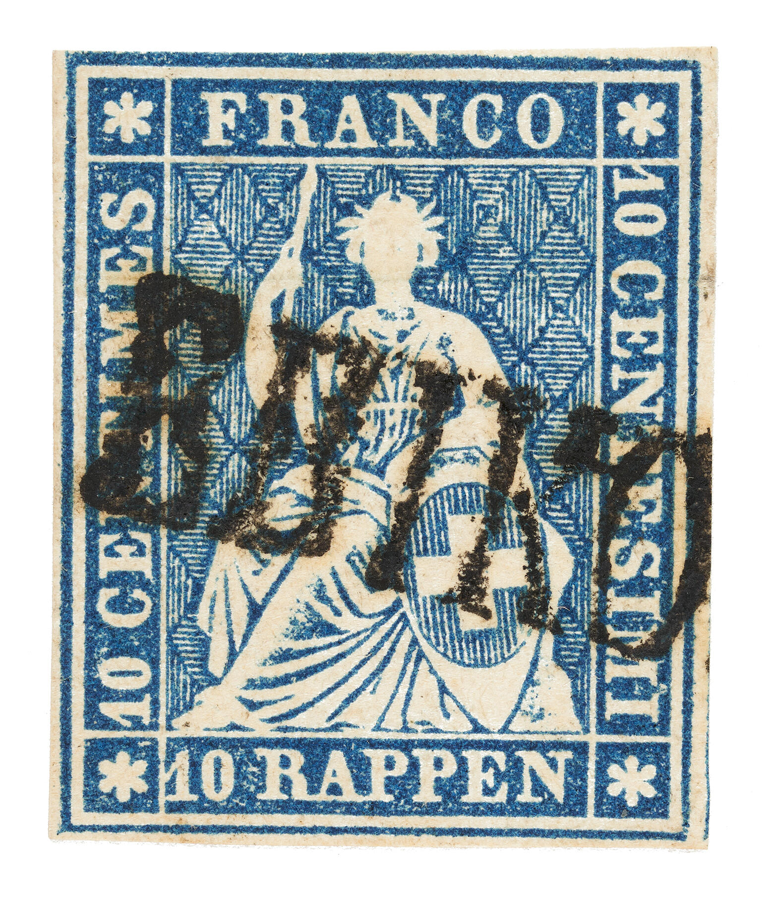 Balkenstempel Ebikon (LU), (Gr.30E-3), kopffrei und sauber auf gut- ...