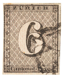 Type V, 35th stamp with black rosette. Left margin short, but entire ...