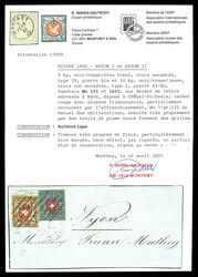 Vorderseite vom 17.04.51 mit 15I, Stein A1a, Type 25 und 16II, Stein ...