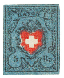 Ungebraucht; Type 21 mit minimen Bugspuren, aber allseitig ...