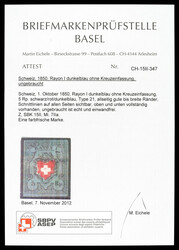 Ungebraucht; Type 21 mit minimen Bugspuren, aber allseitig ...