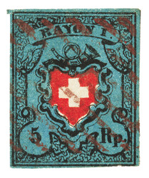 Stein A3U, Type 23 mit Stempelseltenheit: braune Aargauer Raute, ...