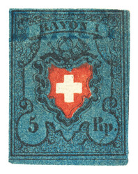 15II, Stein A3U, Type 34 mit seltenem blauen Balkenstempel Bern. Nr. ...