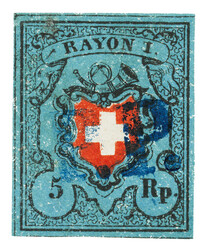 Sehr helle, lebhaftblaue Nuance, Stein A3U, Bogenecke Type 1 mit ...