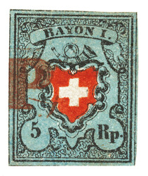Stempelrarität: 15II, Type 37 mit braunem (!) (P)P aus dem Kanton ...