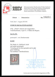 Type IV, 4th stamp with red Zurich rosette. Full-margined, flawless ...