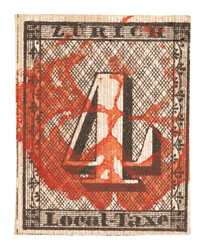 Type II with red Zurich rosette. Slightly trimmed on the right, but ...